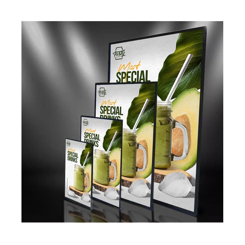 Ultra-Thin Tempered Glass Wall-Mounted LED Light Box Poster Frame for Advertising, Menu Signage, Custom Display
