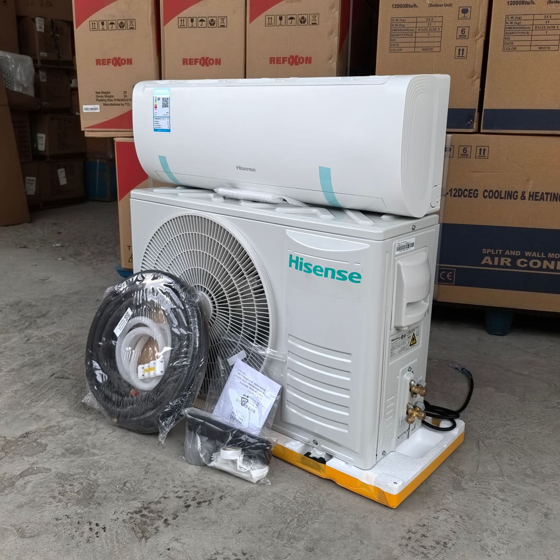 Export-grade wall-mounted air conditioner, 12000BTU, 1.5HP, 220V/50Hz, single-cooling inverter type.