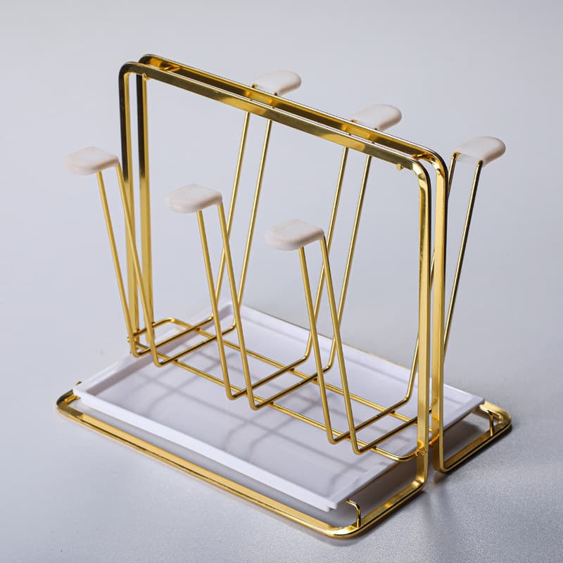 Metal Cup Holder, Cup Rack with Tray, Home Hanging Drip Cup Stand, Creative Cup Hanger