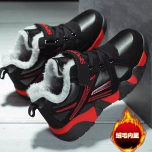 Boys cotton shoes winter new style fleece-lined middle and big children sports shoes little boy warm anti-slip thick cotton shoes