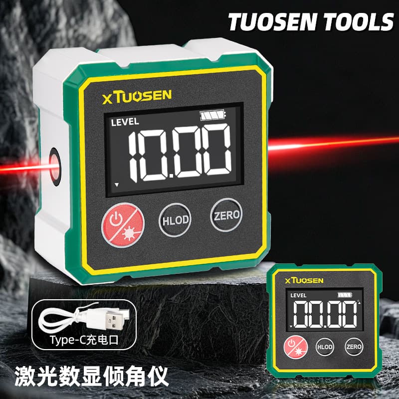 High Precision Digital Inclinometer with Magnetic Angle Measurement, Slope Ruler, Level, Laser Digital Display Inclinometer