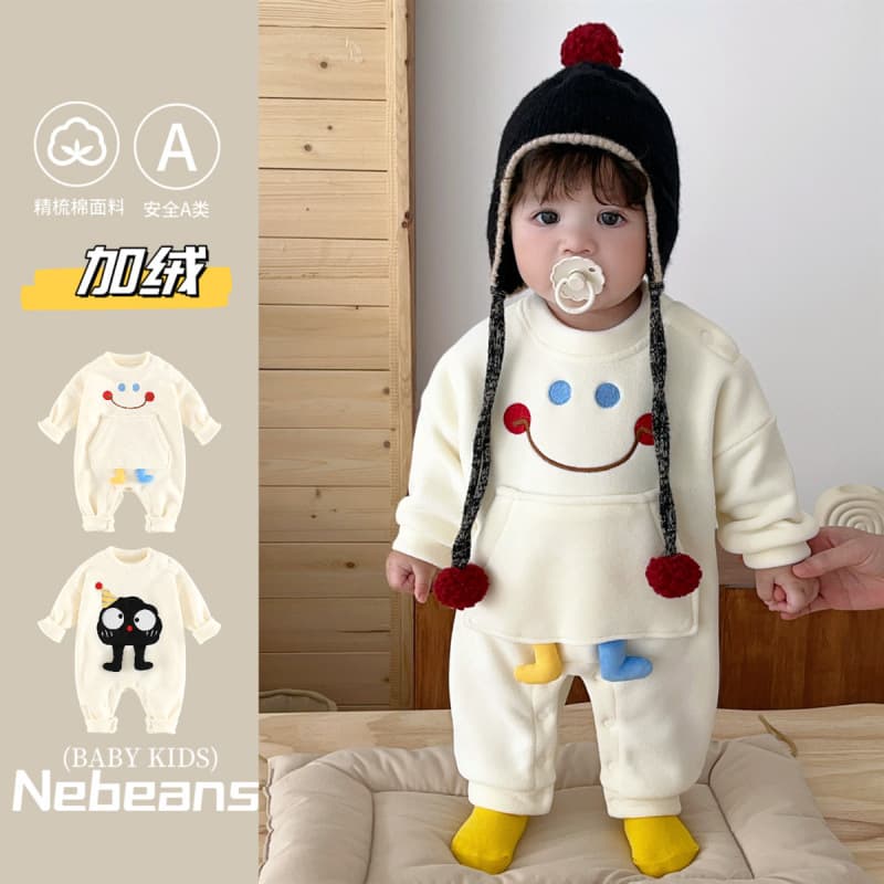 Autumn/Winter Fleece-Lined Baby Romper 3-6-9-12 Months, Trendy Rainbow Smile Onesie Outwear