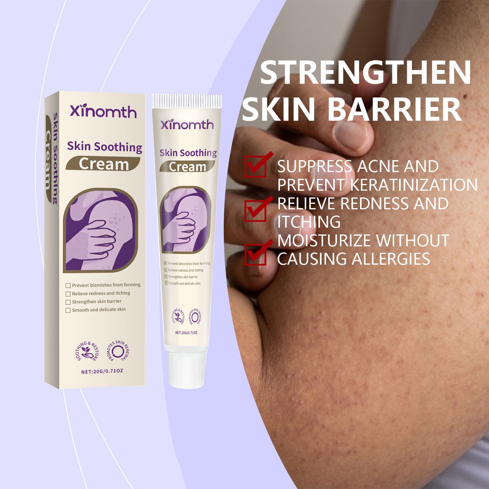 XINOMTH Skin Care Cream Acne Treatment Herbal Cooling Smoothing External Care Ointment