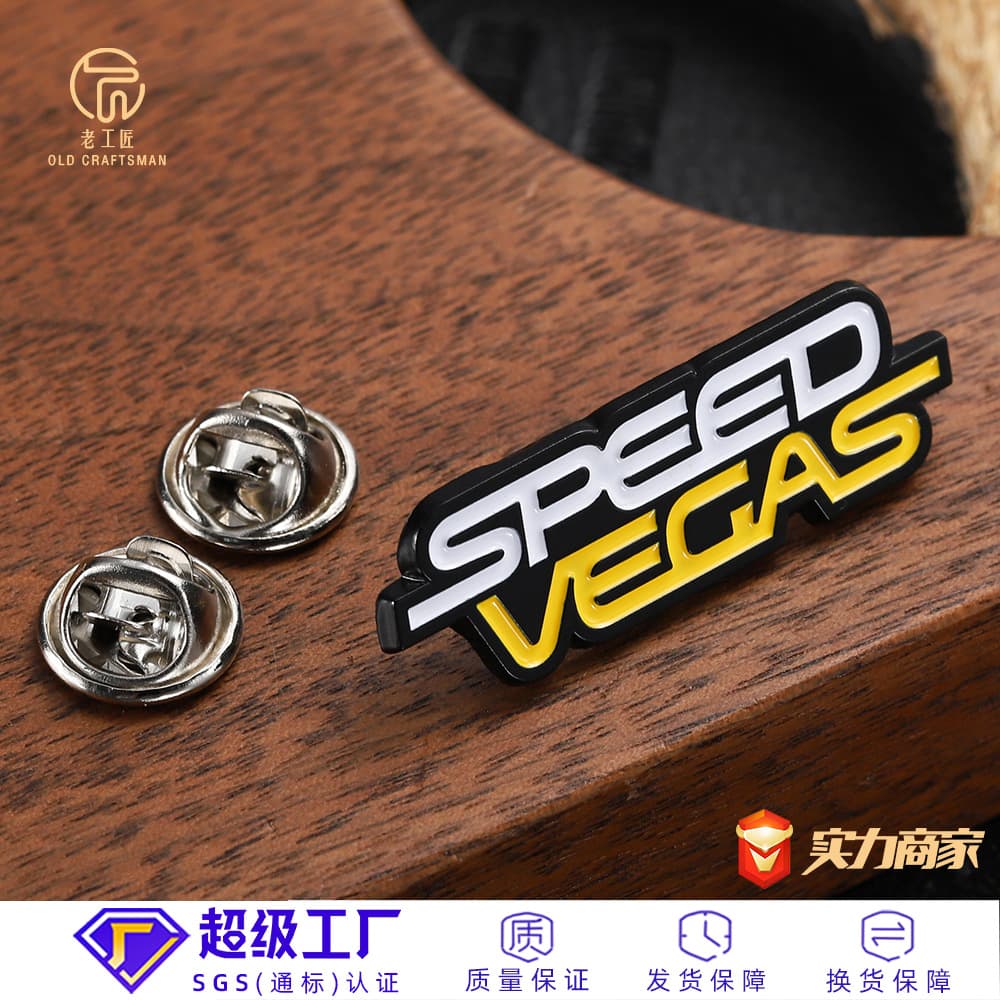 Custom Metal Badge, Letter Brooch Pin, Zinc Alloy Die-Cast Badge with Enamel Finish