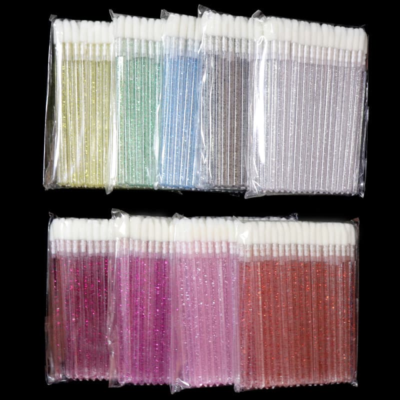 Wholesale Disposable Lip Brushes, 50 Pieces, Lip Liner Brushes with Crystal Handles, Solid Lipstick Brushes, Portable Makeup Brush Tools