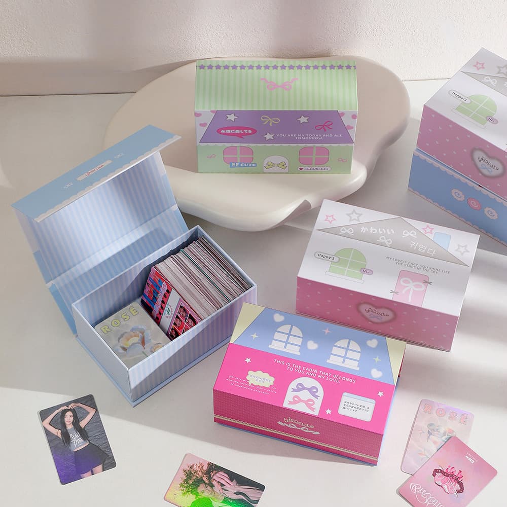 Instagram-style magnetic storage paper box for star album cards, dust-proof card case, high-appearance office desktop sticky note organizer