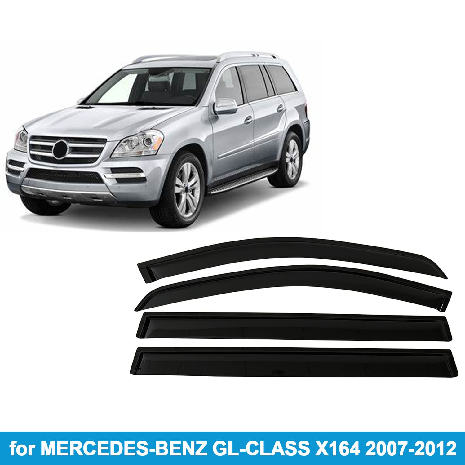 Compatible with Mercedes-Benz GL-Class X164 2007-2012 Rain Guards Side Window Deflectors