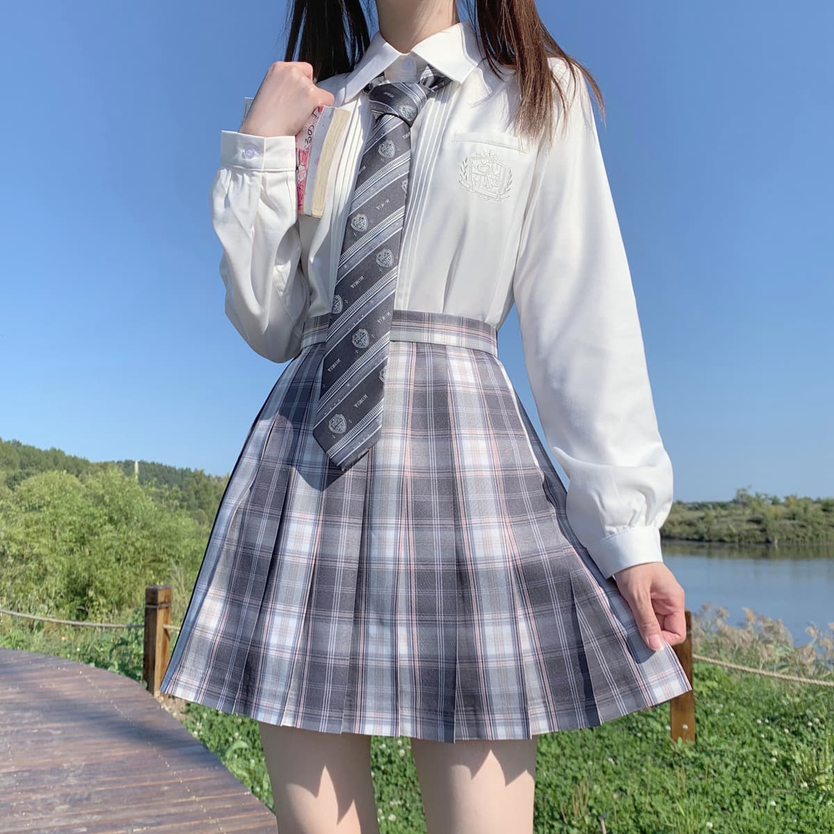 Xingyue Gao Original JK Long Sleeve Shirt Women's Student Japanese Accordion Pleat Shirt Versatile Class Outfit In Stock