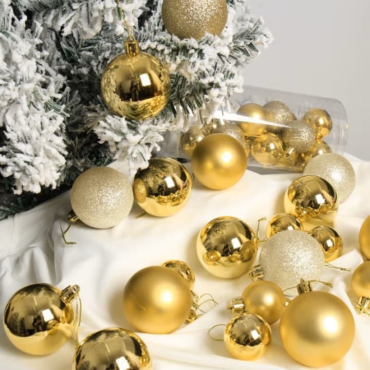 Cross-border Christmas Decorative Ball, Gold Plated Ball, Hanging Ornament for Window Display, Shopping Mall, and Christmas Tree Decoration