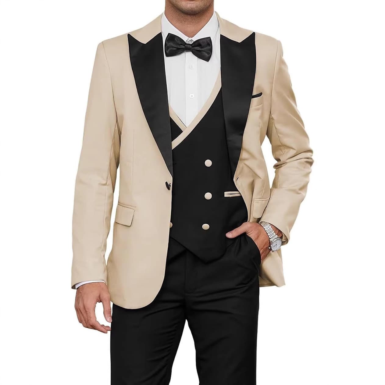 Cross-border hot selling European and American fattened foreign trade large size suit three-piece suit groom groomsman host banquet dress suit