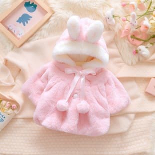 Girls' Winter New Hooded Faux Fur Cape Warm Shawl Coat Outerwear for Wholesale Export