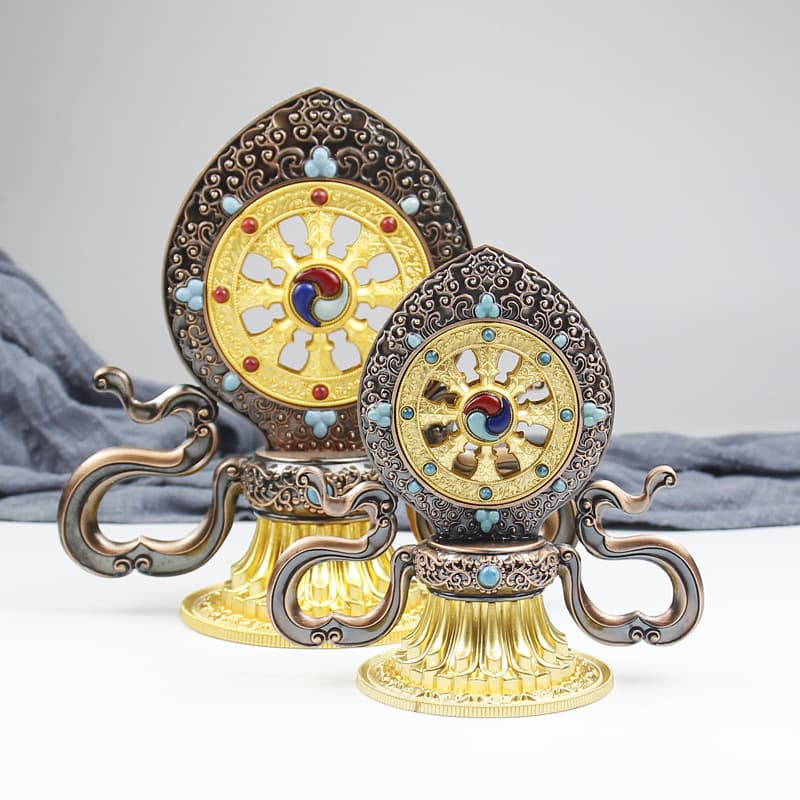 Alloy auspicious Dharma wheel collection ornaments Tibetan home offering treasures in front of Buddha Tantra Tibetan