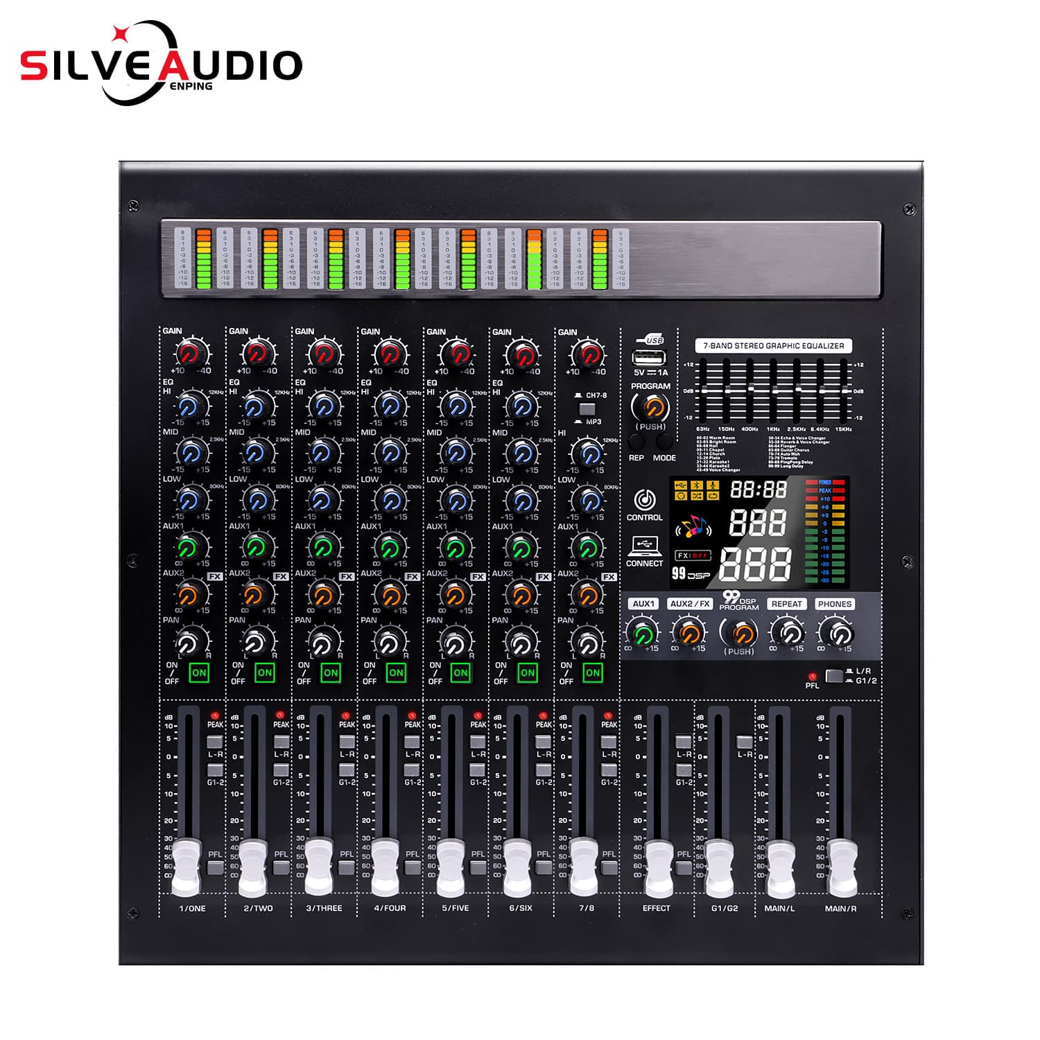 Professional 16-Channel Mixing Console for Performance, Conference, Stage, and KTV with Bluetooth, USB, Phantom Power, Recording, and Mixing