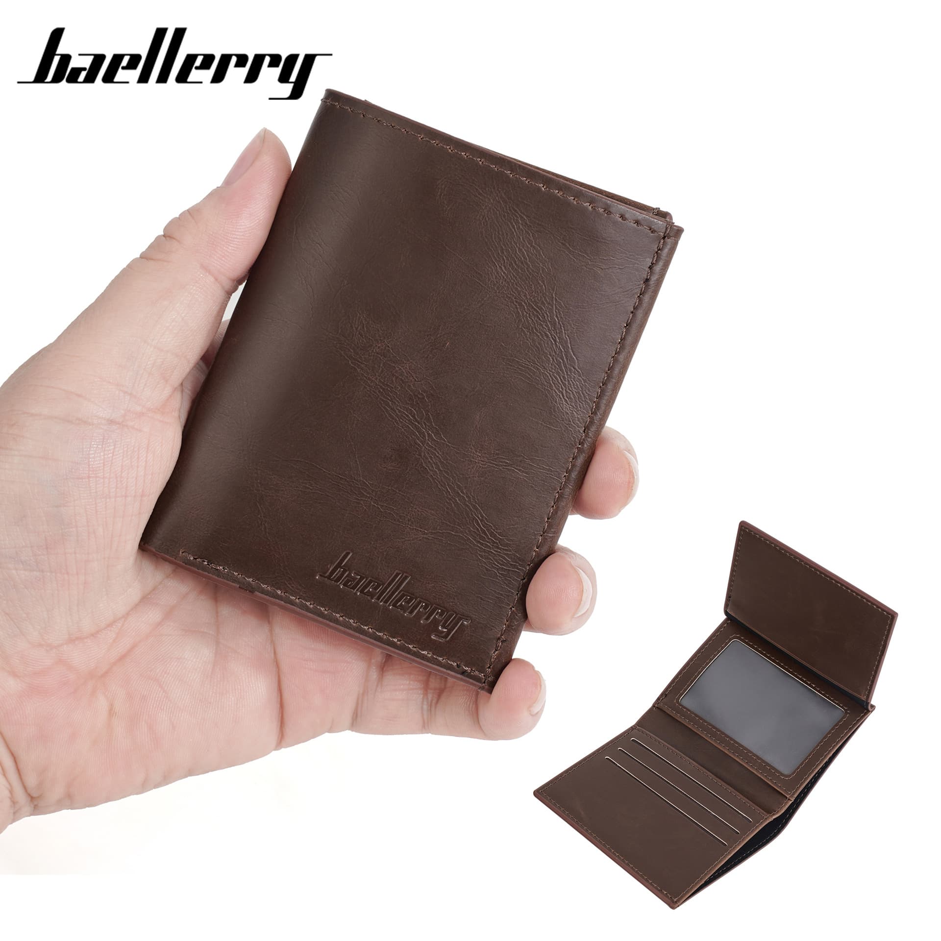 baellerry Men's Short Wallet Vintage Multi-Card Slot Youth Billfold Multifunctional Premium Card Holder All-in-One