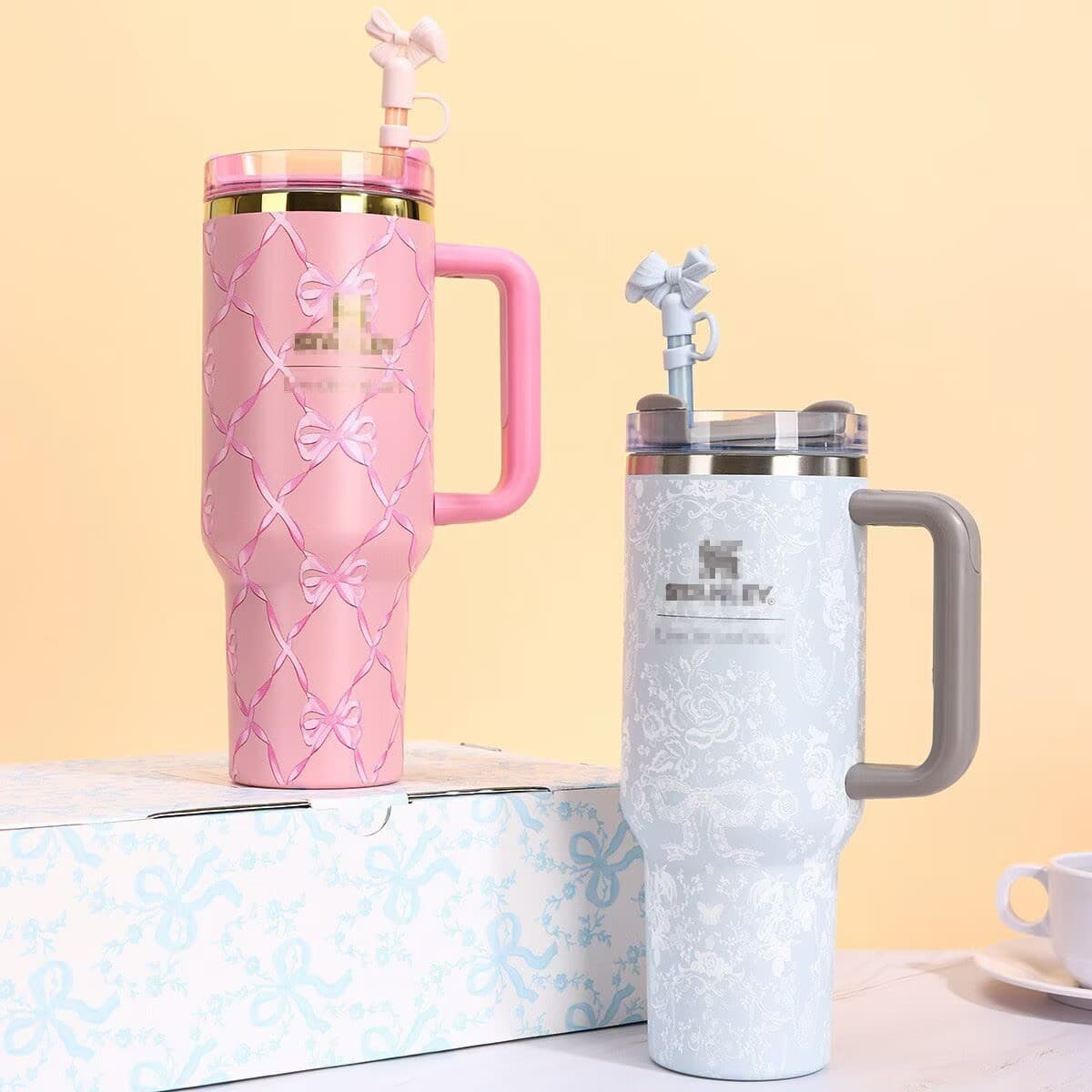 40oz high-looking gift-giving large-capacity car cup Stanley's new flower 304 straw cup.