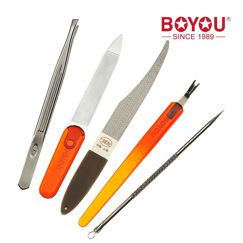 Boyou Nail Clipper Set Accessories Eyebrow Tweezers Nail File Cuticle Pusher Acne Needle Single Pack Large Nail Clippers Nail Scissors