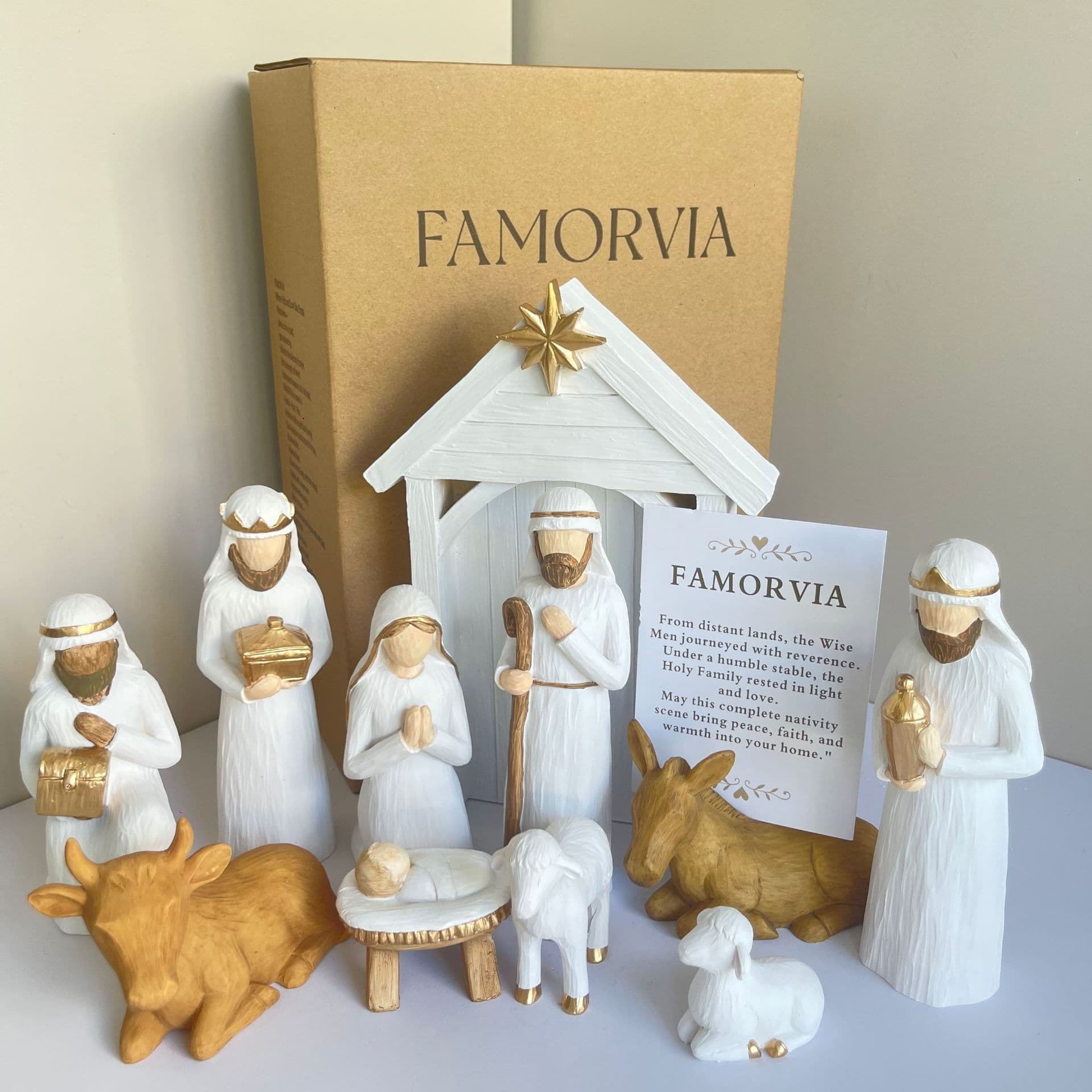 New Product for Cross-border Independent Station: Christmas Scene Nativity Set, Creative Christmas Gift Decoration Resin Craft