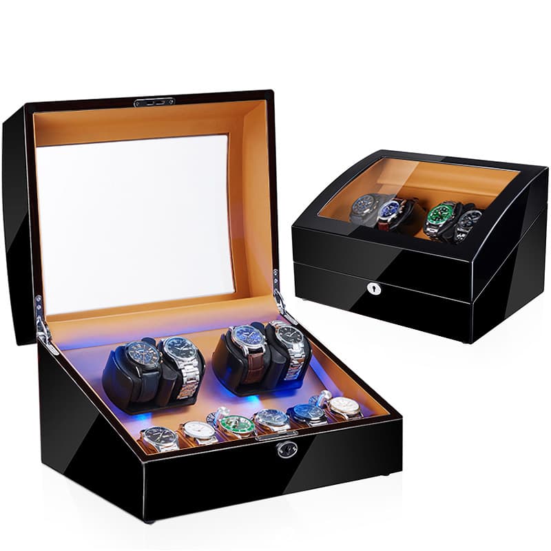 Cross-border mute anti-magnetic watch Shaker automatic mechanical watch rotating winding box electric motor watch Shaker wood