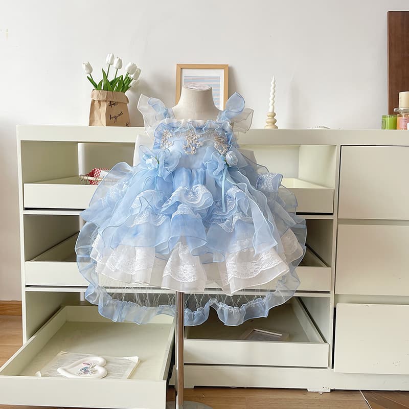 Girls Lolita Dress 2026 Summer New Style Cake Skirt Princess Puffy Dress Toddler Birthday Party Dress