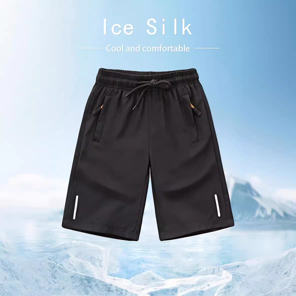 Cross-border Summer Boys' Thin Stretch Ice Silk Shorts, Ice Silk Pants for Older Kids, Sports Pants, Fashionable Boys' Pants