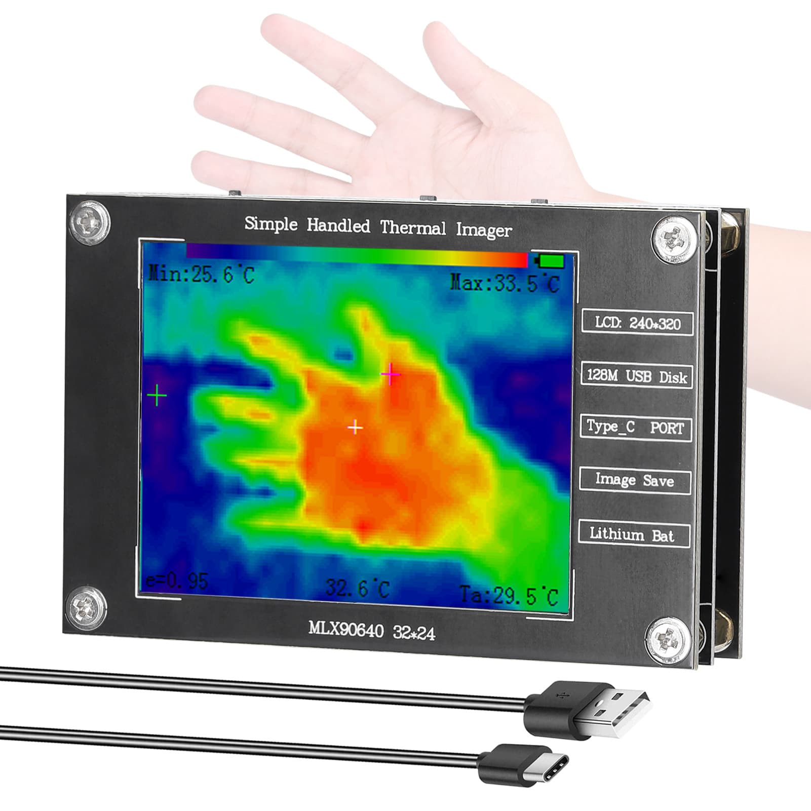 Handheld Multifunctional 2.8 Thermal Imager MLX90640 Digital Infrared Thermal Imaging Temperature Detection Tool