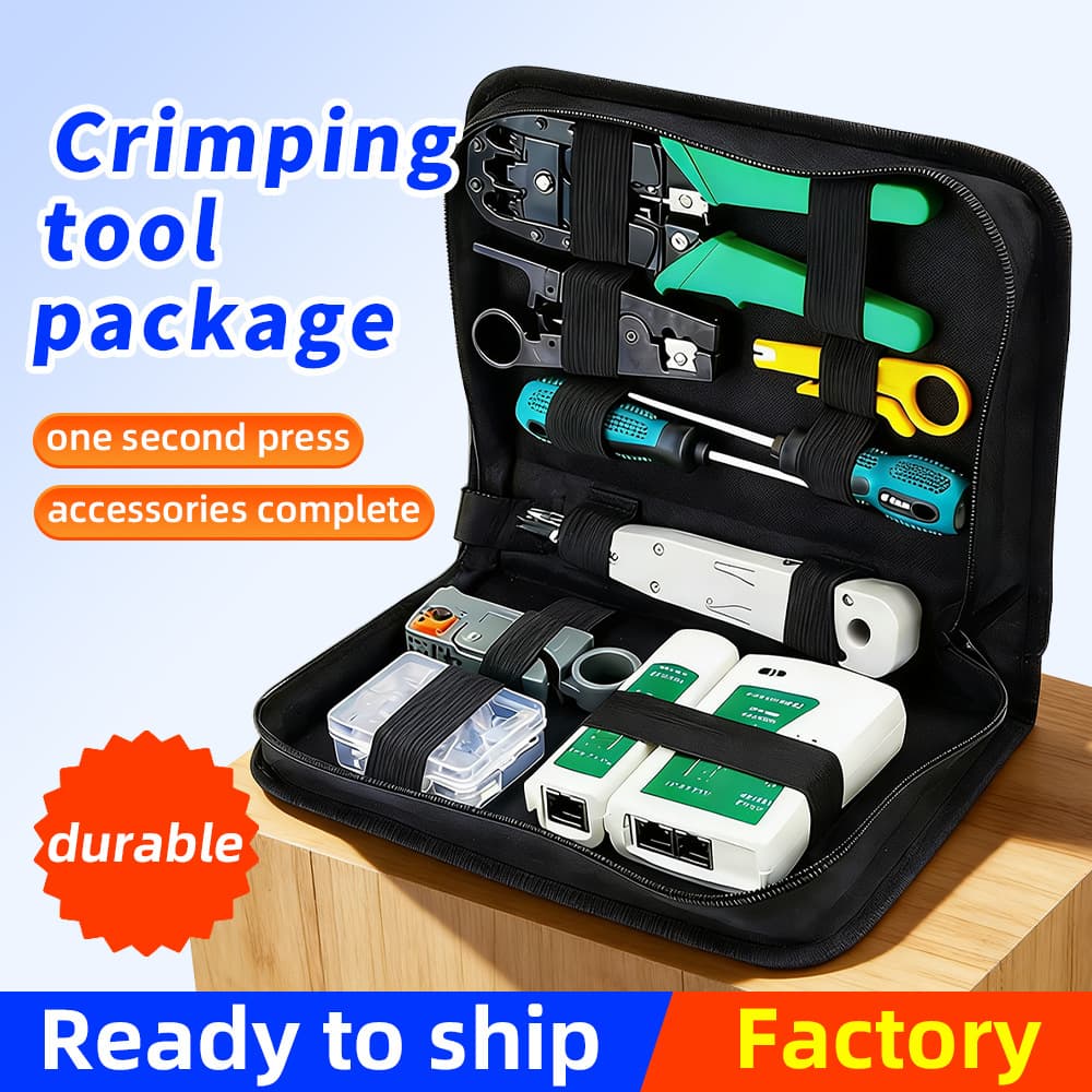 Cross-Border Best-Selling Home Repair Tools Electrician 3-in-1 Network Crimping Pliers with Network Tester Combo RJ45 Crimping Pliers