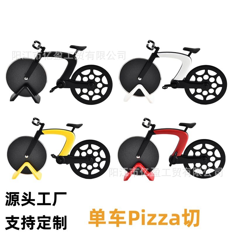 Factory direct selling bicycle pizza cutting stainless steel pizza roller knife round pizza knife creative pizza knife