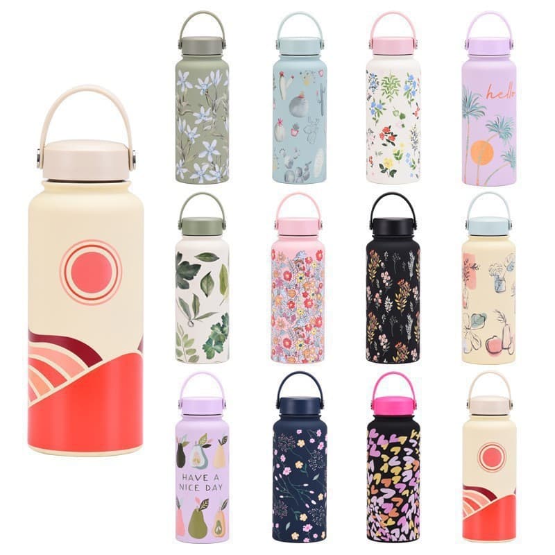 Cross-border American-style Large Mouth Space Kettle 304 Stainless Steel Insulated Cup with Handle Large Capacity Sports Double-Layer Water Bottle