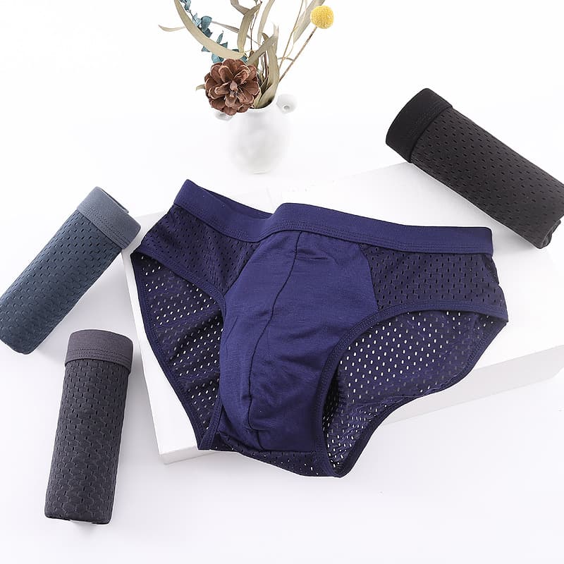 Quick-Dry Mesh Ice Silk Men's Briefs Modal Breathable Summer Cool Mesh Underwear Ultra-Thin