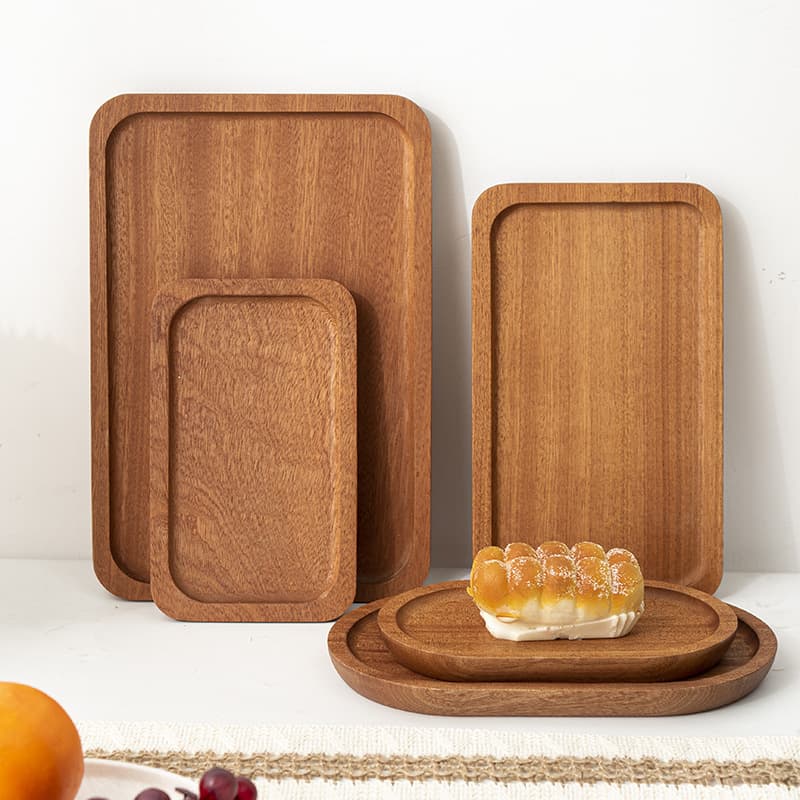 Ebony Wood Solid Wood Tray Wooden Serving Plate Household Dried Fruit Plate Afternoon Tea Coffee Tray Exquisite Dessert Fruit Plate