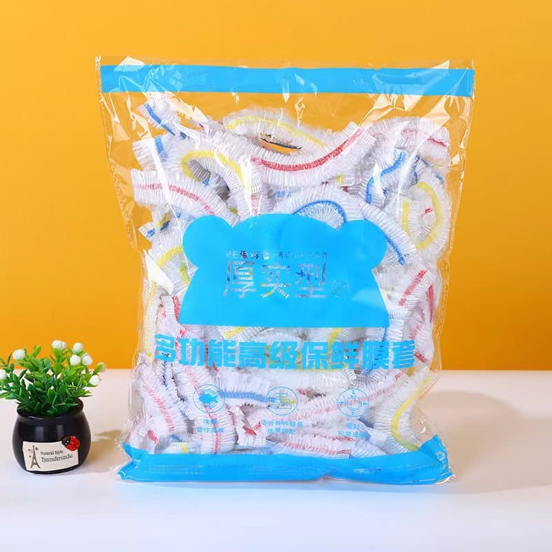 Colorful Food-Grade PE Cling Wrap - Thickened Elastic Bowl Covers for Kitchen Odor/Dust Prevention