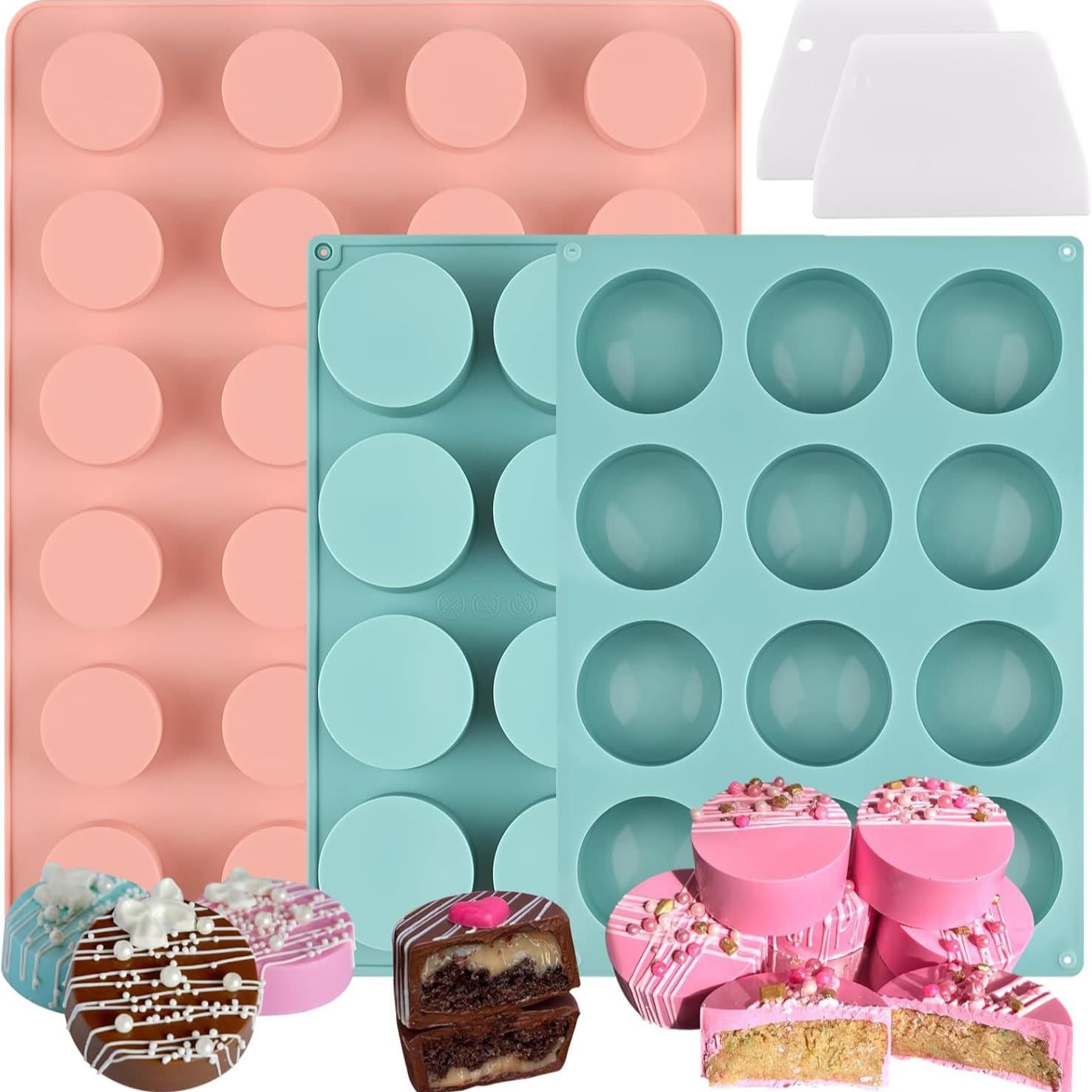 24-Cavity Candle Mold, 12-Cavity Cylindrical Cake Mold, Round Hole Silicone Mold, Cookie and Oreo Biscuit Mold
