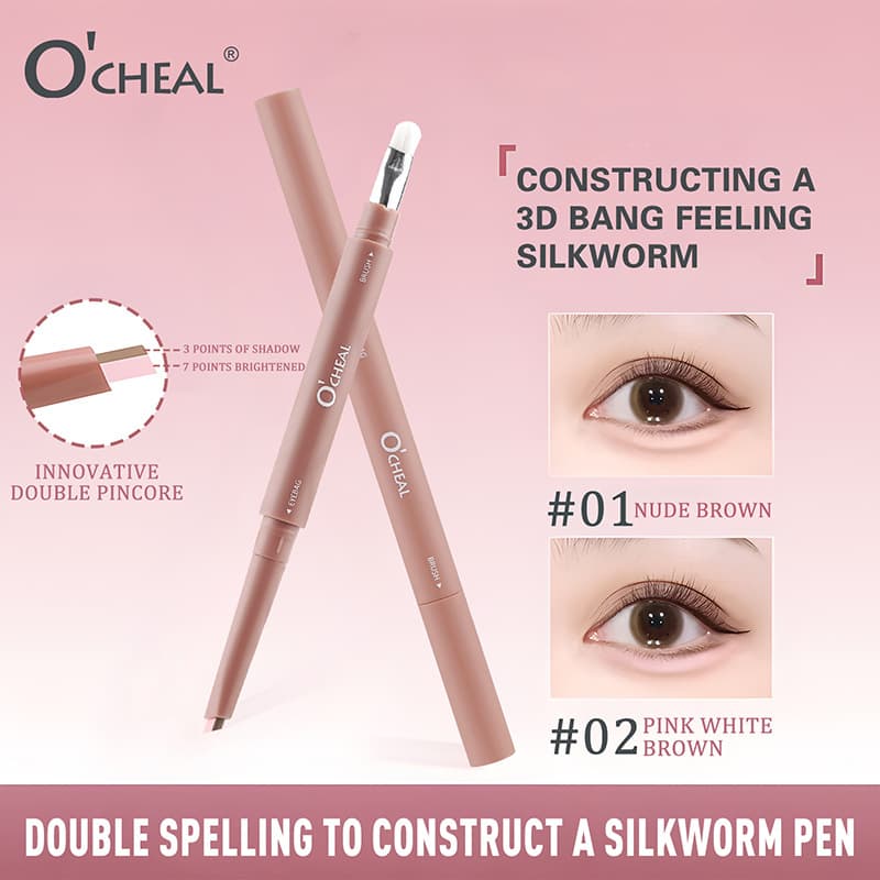 Full English Cross-Border Trade Dual-Color Under-Eye Enhancer Pen, Brightening with One Stroke, Highlight and Shadow, Waterproof and Sweat-Resistant, Natural Long-Lasting Makeup