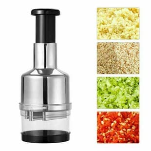 Multi-Function Garlic Chopper and Vegetable Cutter, Manual Press Chopper, Kitchen Tool, Household Stainless Steel Garlic Masher