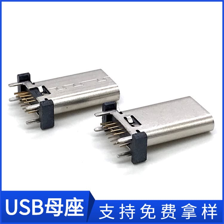 Custom TYPE-C12P Female Socket, Vertical Straight Plug USB Charging Socket, Supplied from Dongguan