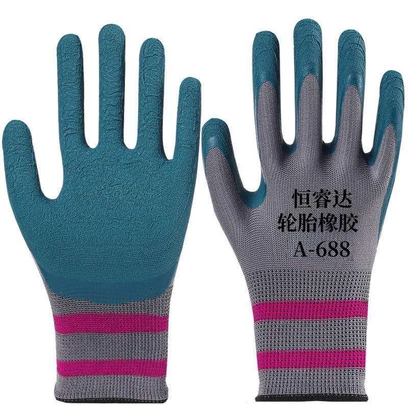 Labor Protection Gloves for Construction Work, Durable Latex Foam Gloves Wholesale, Breathable Anti-Slip Tire Rubber Gloves