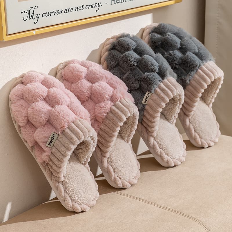 Plush Cotton Slippers for Women 2025 New Autumn Winter Indoor Home Warm Anti-slip Plush Couples Floor Slippers for Men