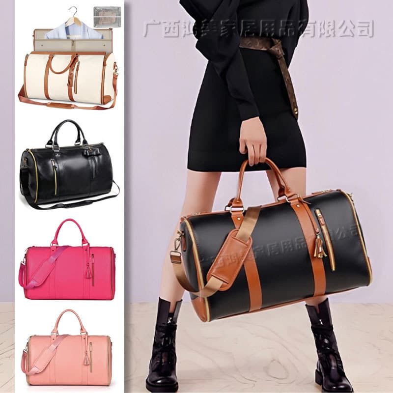 Multifunctional Large Capacity Handheld Luggage Bag Foldable Shoulder Crossbody Suit Bag Travel Convenient PU Suit Bag