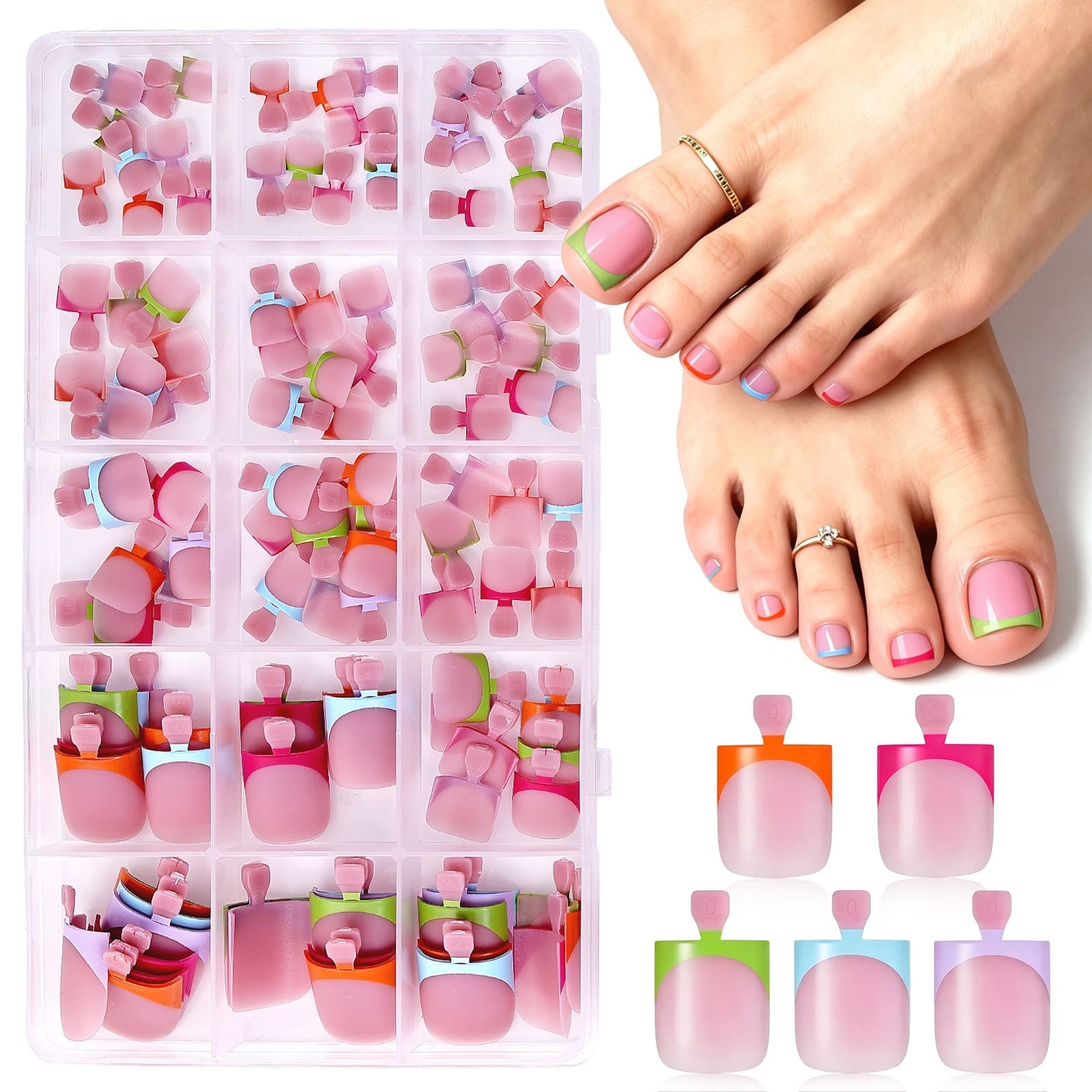 Cross-Border Hot-Selling Toenail Wearable Nail Box Set, False Toenail Tips, Wearable Nail Patches, Fake Nails
