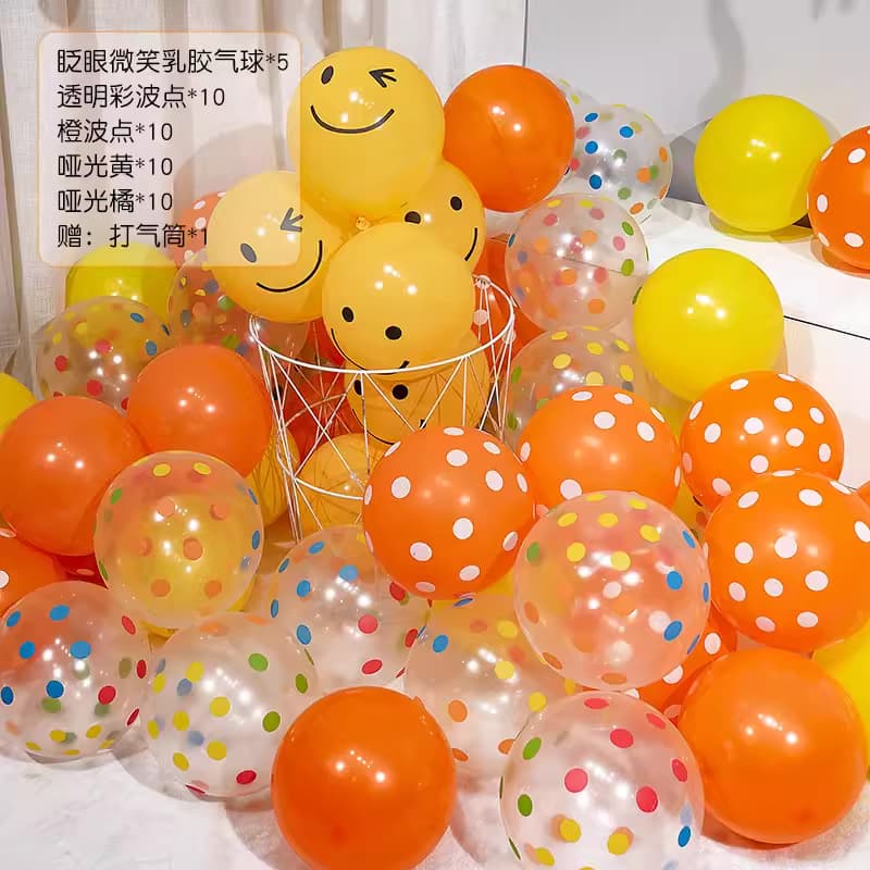 12-inch Colorful Transparent Polka Dot Latex Birthday Balloons for Kids, Adults, Party Decoration