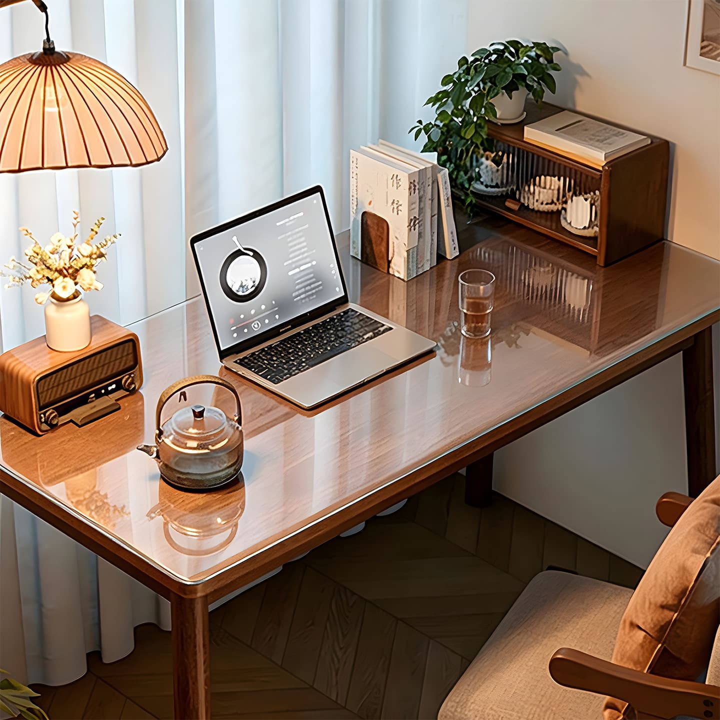 Transparent computer desk mat study table desk office pvc tablecloth oil-proof and waterproof light luxury high-end desk mat