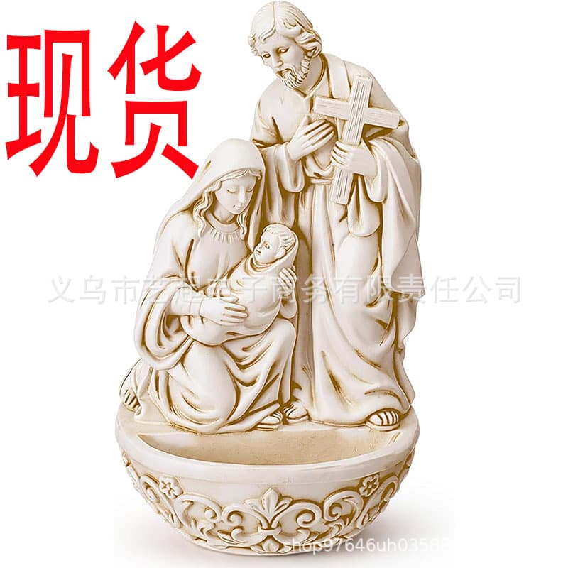 Cross-border Holy Water Font Resin Family Resin Statue Desktop Ornament