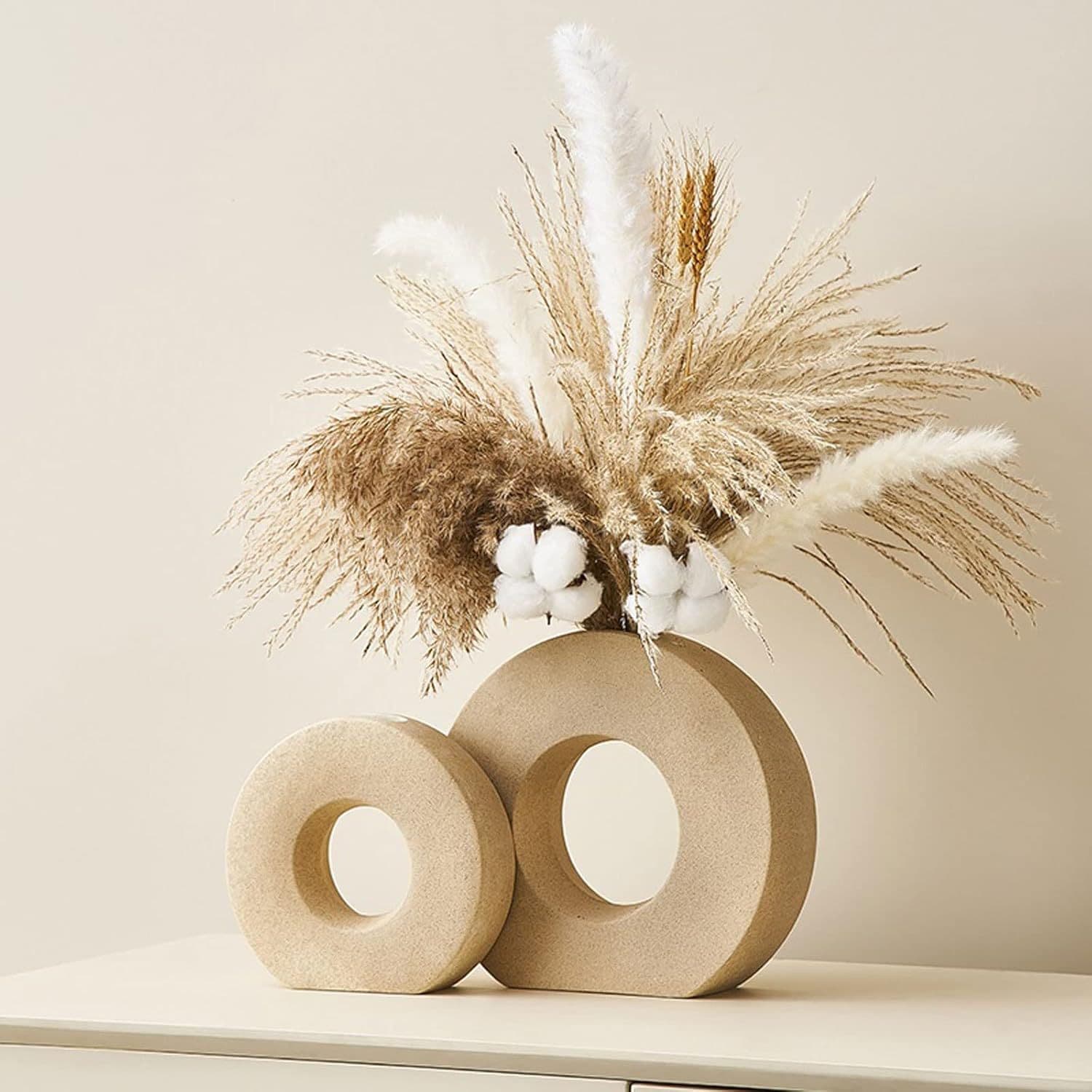 Modern Minimalist Decorative Ins Circle Vase Creative Ceramic Vase Cross-border White Vase Art Ceramic
