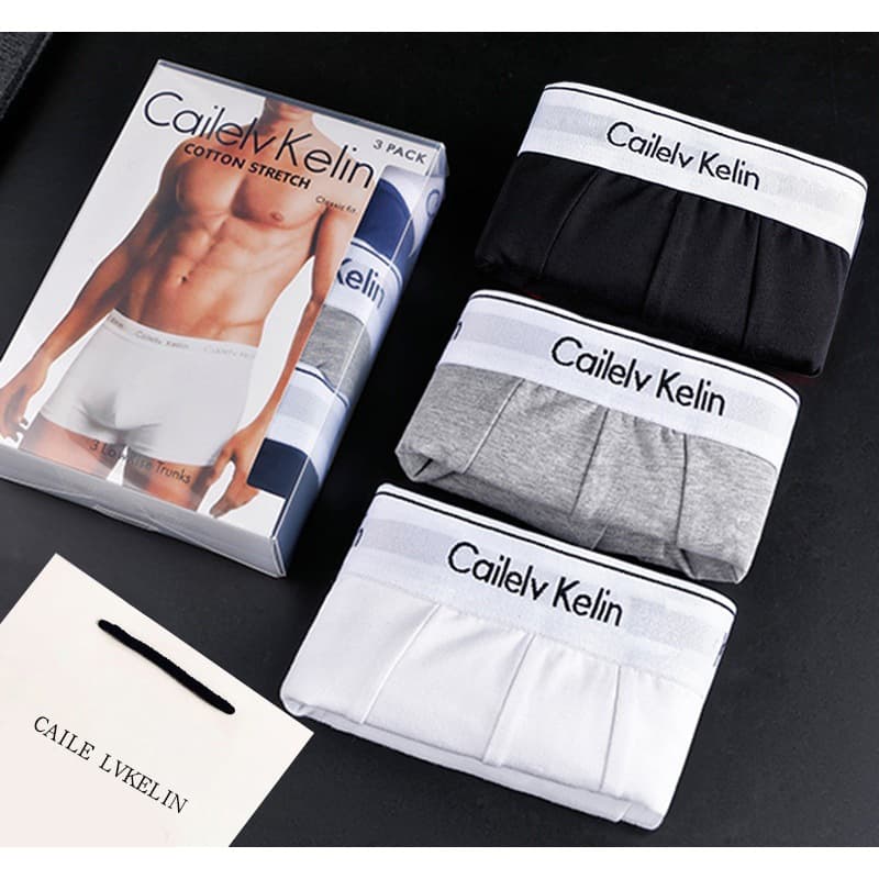 Cross-border ACK Men's Boxer Shorts, Breathable Pure Cotton White Edge Four-Corner Thin Style, Original Logo and Letters Boxer