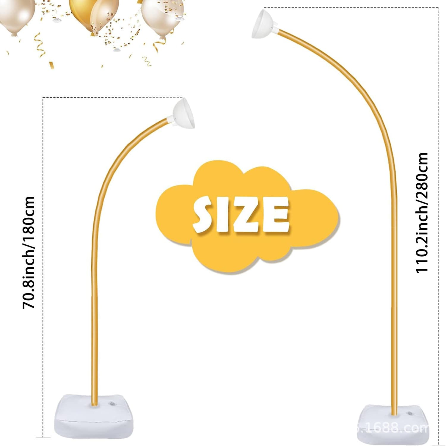 Golden Balloon Arch with Base Free Bend Stand White Arch Frame Wedding Birthday Party Decoration