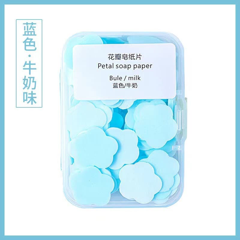 Portable Hand Soap Sheets for Students and Kids, Disposable Travel Mini Petal Soap Sheets in Box