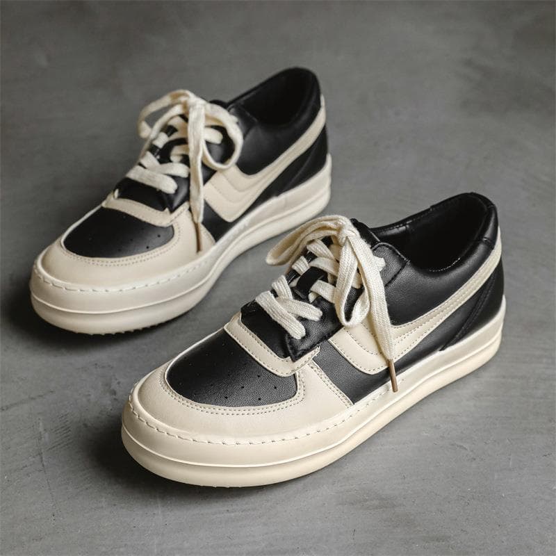 2025 New Men's Black and White High-Street Skate Shoes, Designer Patchwork Thick-Soled Casual Sports Sneakers X178