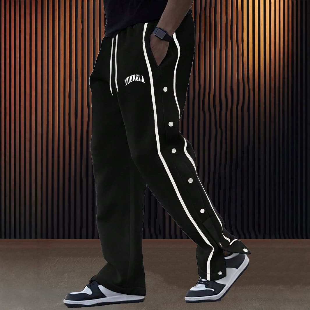 YOUNGLA Men's Sweatpants New Button-Fly Casual Pants Joggers Outdoor Running Basketball Training Trousers