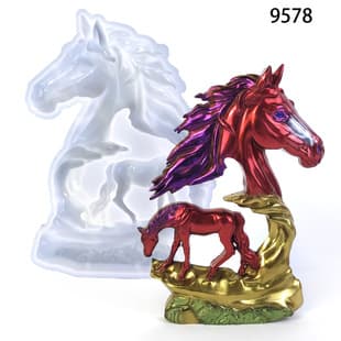 Hollow Horse Sculpture Silicone Mold Wall Sticker Resin Craft Pendant European Impression Horse Resin Mold