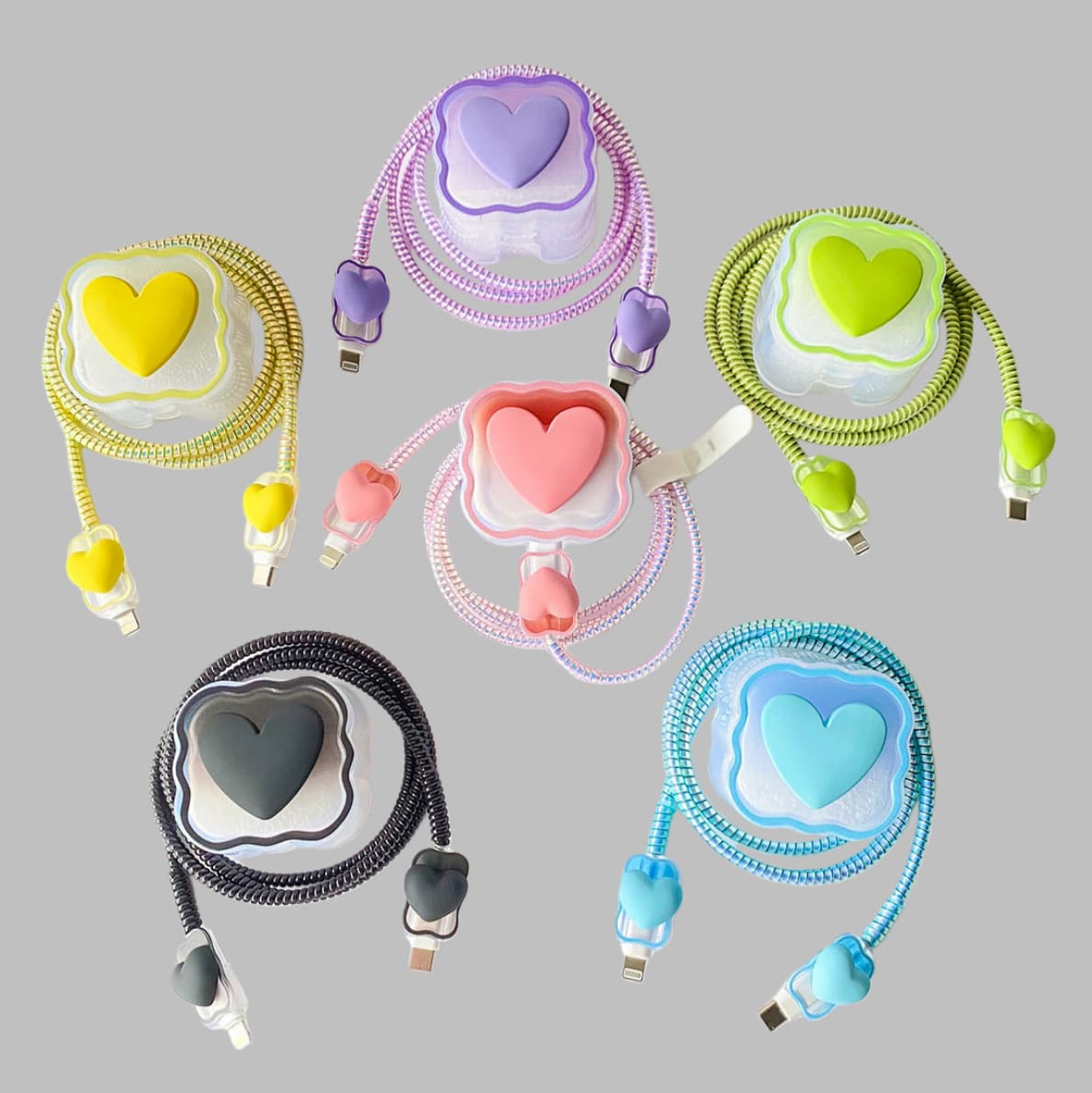 Cartoon Heart Protective Case for Apple 20W UK Standard Charger, Transparent Soft Shell, iPhone Charger Protection